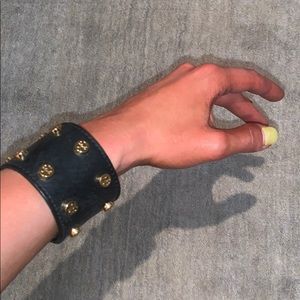 TORY BURCH LEATHER DOUBLE T BRACELET